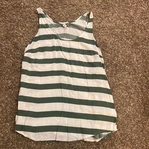 Green and cream tank blouse